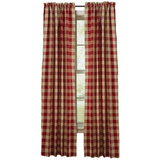 Wicklow Check Garnet Panels - 72x84 - Country Village Shoppe