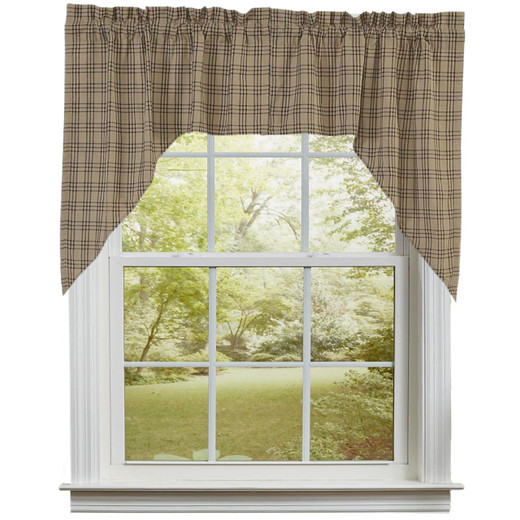 Patchwork Swags Sawyer Mill Charcoal Plaid Swags - 72x36 - Country Village Shoppe