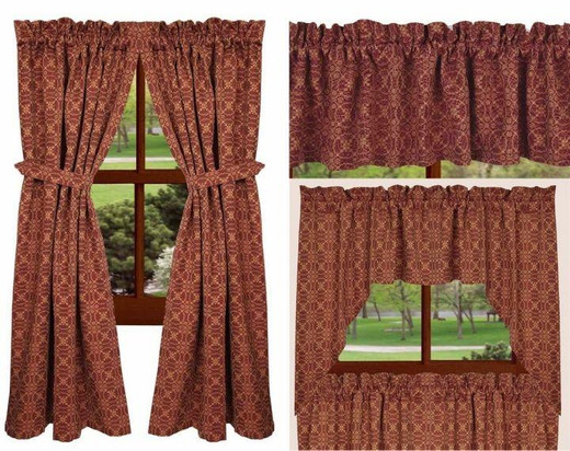 Marshfield Jacquard Barn Red Curtain Collection