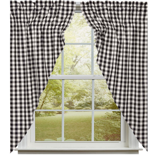 Annie Buffalo Check Black Prairie Gathered Curtains - 72x63