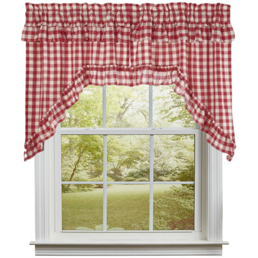 Annie Buffalo Check Red Swags - Ruffled 72x36