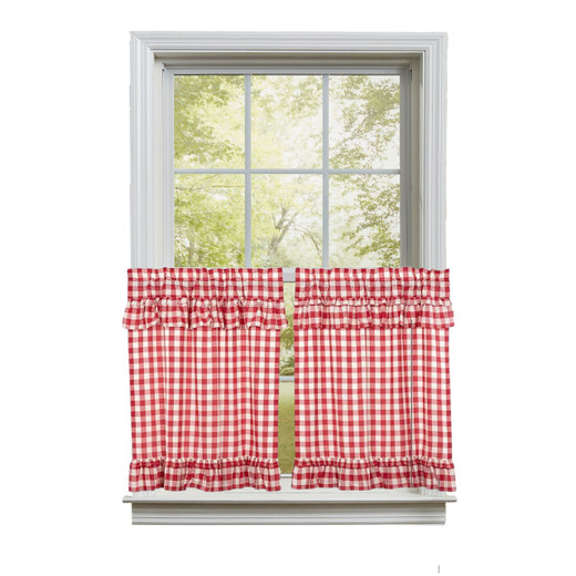 Annie Buffalo Check Red Tiers - Ruffled 72x36