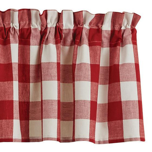 Wicklow Check Red & Cream Valance - 72x14 - Country Village Shoppe