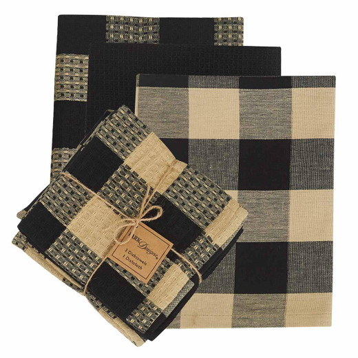 Pumpkin, Holly Buffalo Check Towels - Black Set of 2 - Country Village  Shoppe