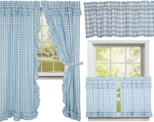 Annie Buffalo Check Blue Curtain Collection