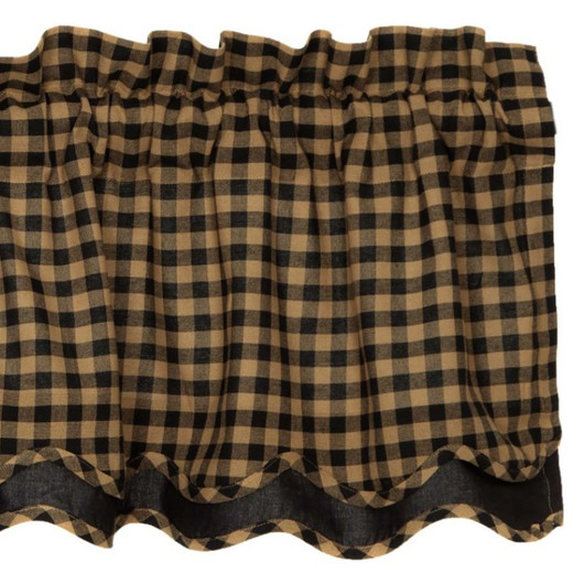Black Check Scalloped Layered Valance - 60x16