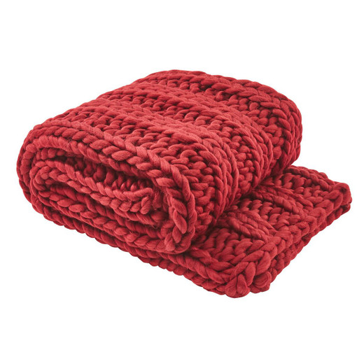 Chunky Ribbed Throw - Garnet