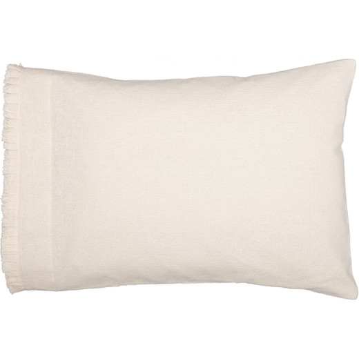 Burlap Antique White Fringed Ruffle Pillowcases - Standard Set of 2