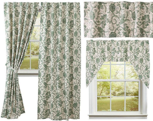 Dorset Green Floral Curtain Collection