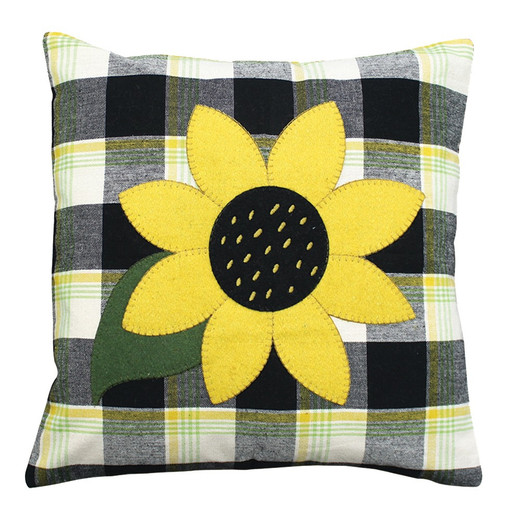 Sunflower Buffalo Check Buttermilk  Pillow - Black