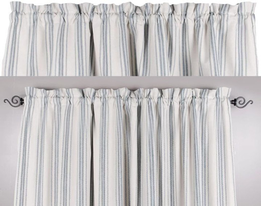 Grain Sack Stripe Colonial Blue Curtain Collection