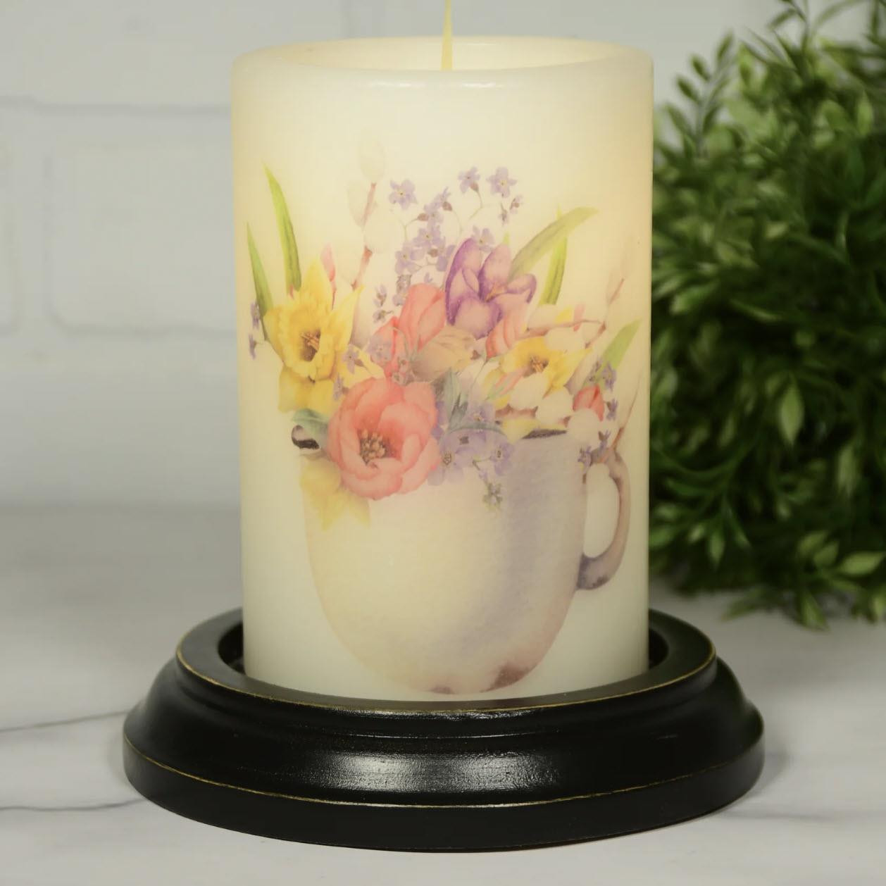 Candle Sleeve - Rusty Cup Spring Flowers Vanilla