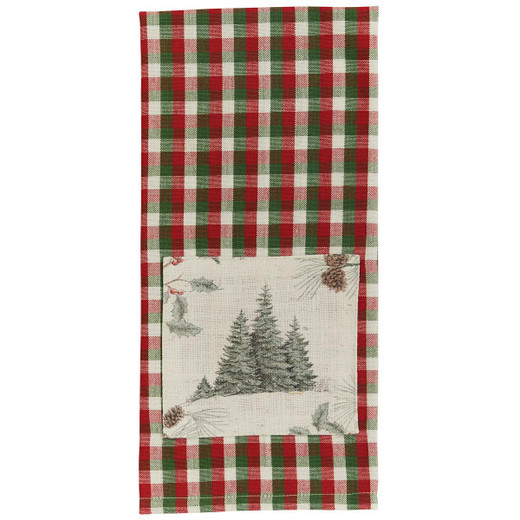 Christmas Tree Farm Red Plaid Holiday Kitchen Towel Set, 2 Cotton Dish  Towels