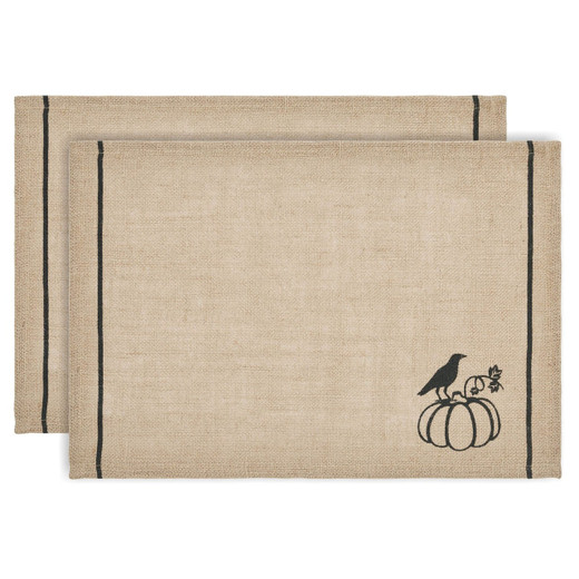 Raven Harvest Burlap Jute Placemats - Rectangle Set of 2 13x19