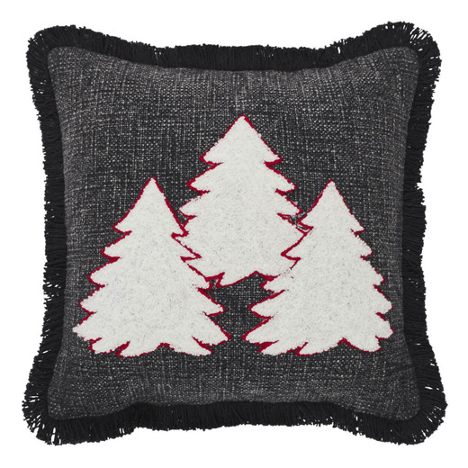 Christmas Trees Woven Pillow 12x12 Country Village Shoppe