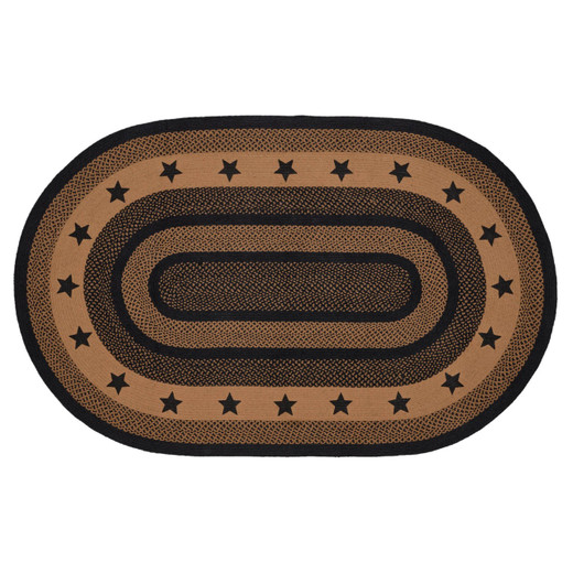 Farmhouse Jute Rug - Oval Stencil Stars 60x96 - Country Village Shoppe