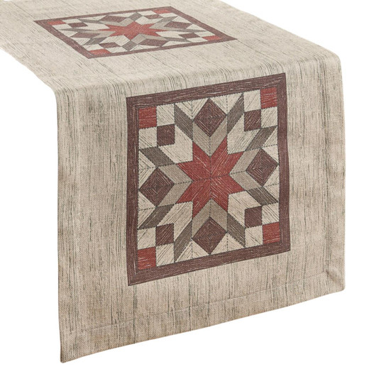 Weathered Barnboard Print Table Runner - 13x36