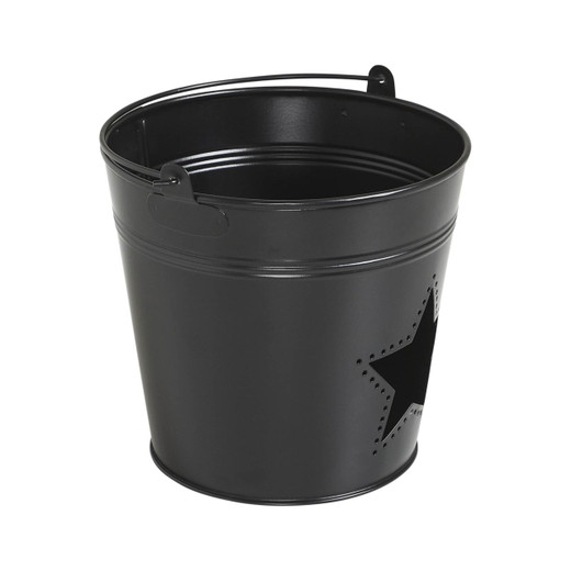 Metal Bucket With Star Cutout - Black 6.5x6