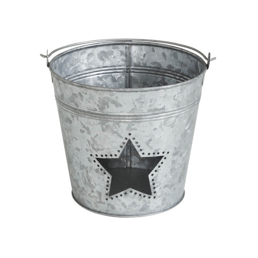 Metal Bucket With Star Cutout - Gray 6.5x6