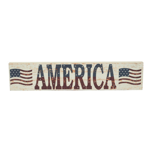 My Country America Two Flags Wall Sign - 14x3