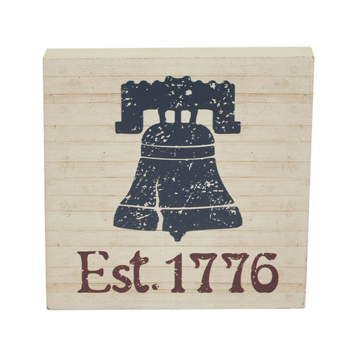 My Country Blue Liberty Bell Block Sign - 6x6