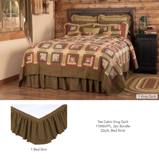 Rei「SEVEN」 「HONEY」「QUILT」「VOICE」「KINGS」 Tea Cabin King Bundle - 1 Quilt, 1 Bed Skirt - Country Village Shoppe