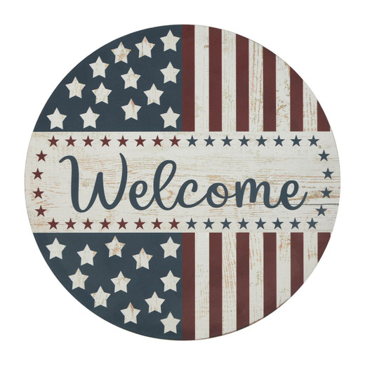 Welcome Stars & Stripes Wall Sign - Round 11"