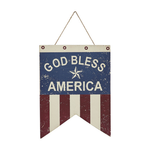 God Bless America Dovetail Flag Wall Sign - 6x8