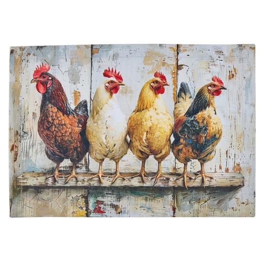Four Chickens In A Row Placemats - Set of 6