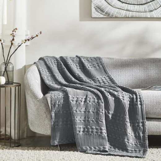 NESTWELL X WDS CRISPA (BLANKET) /  ブランケッ VHC Brands Waffle Weave Dark Gray Throw Blanket - 50x60 - Country