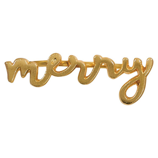 Merry Napkin Ring - Gold Set of 6