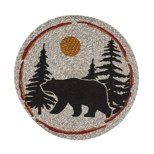 Albemarle Black Bear Placemats - Round Braided Set of 6 15"