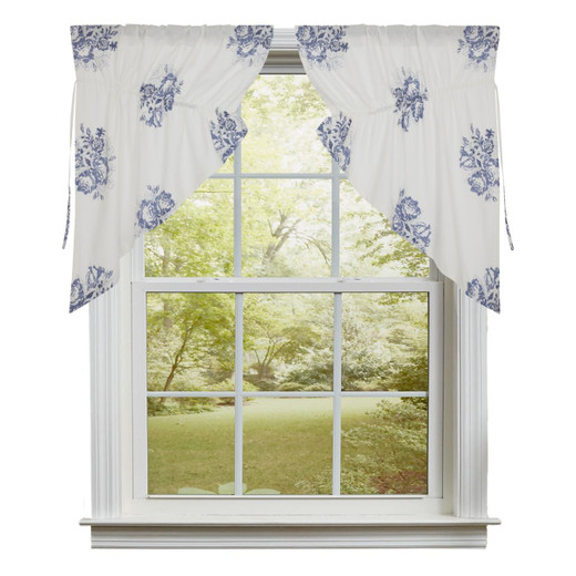 Lydia Blue Prairie Gathered Curtains - 72x36