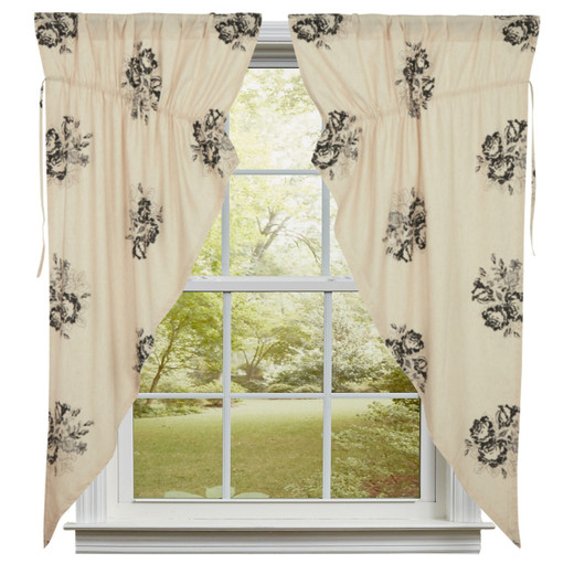 Lydia Black Prairie Gathered Curtains - 72x63