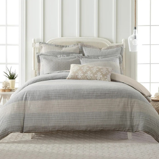 Sand Stripes Natural Duvet Set - With Shams