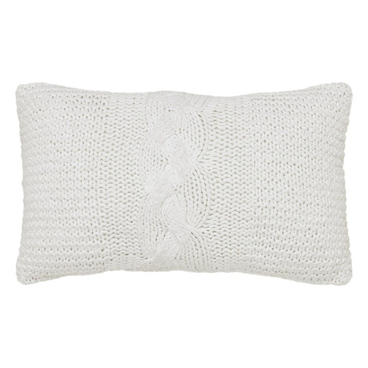 Cable Knit Sweater Pillow - White 12x20