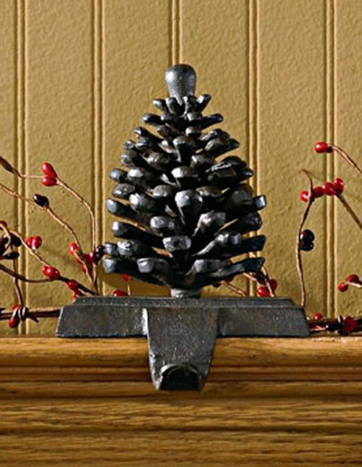 Stocking Hanger - Iron Pinecone