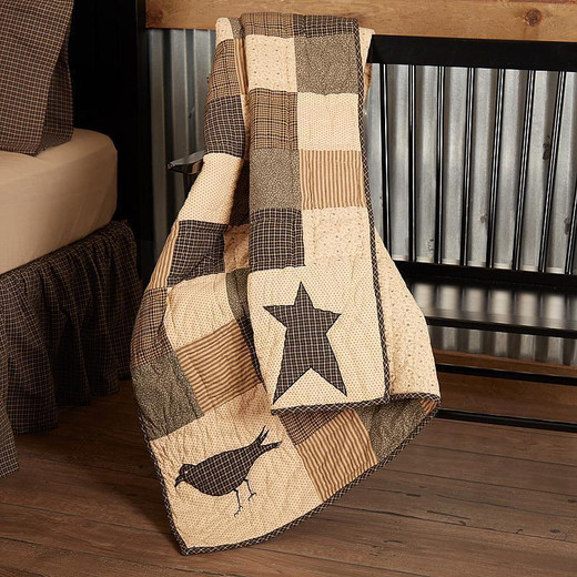 Primitive Check Star Quilted Throw Pillow