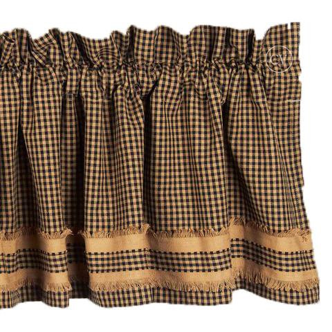 Newbury Gingham Black Valance - With Trim 72x15.5