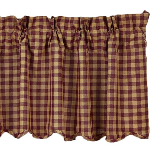 Burgundy Check Valance - 72x16
