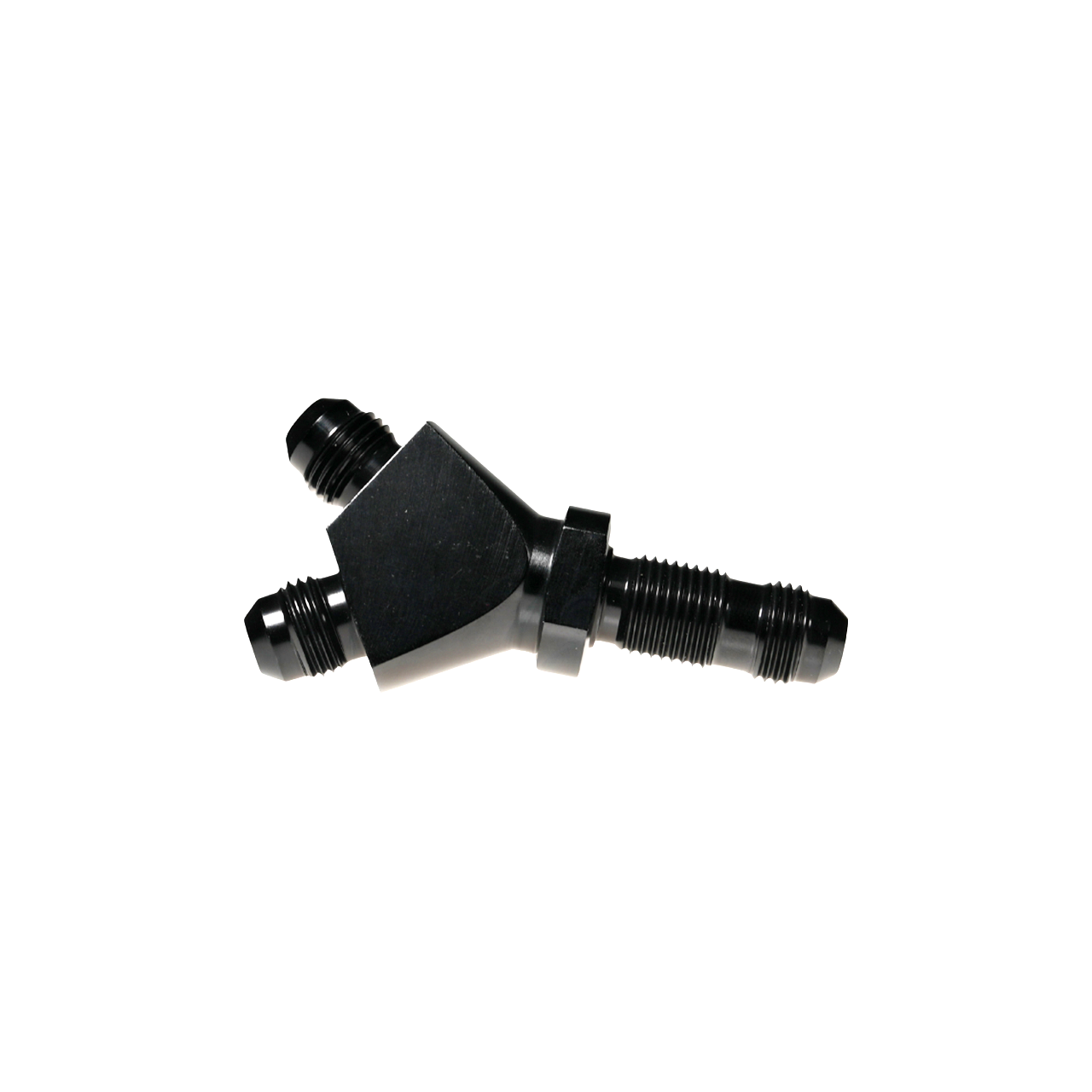 08 AN Bulkhead Single Inlet to -06 AN Dual Outlet Y Adapter
