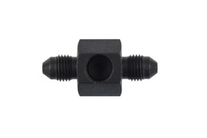 -03 AN male to -03 AN male with 1/8" NPT port on hex for brake light switch - Black
