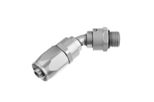 AN 45 degree hose end with ORB male end AN 45 degree hose end with ORB male end