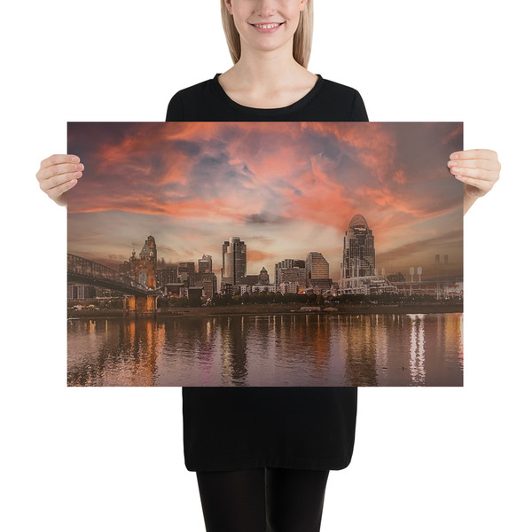 Cincinnati Skyline Sunset - Matte Print