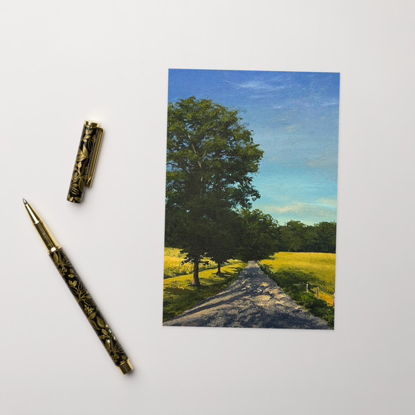 The Road Through Golden Fields - Greeting card