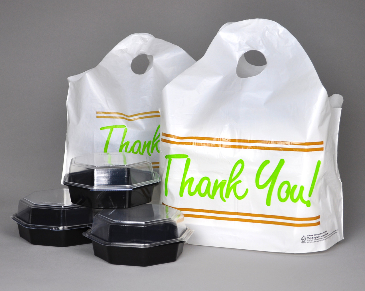 Elkay Plastics TO211810TY Take Out Bag with Wave Top Handle PrintedThank You 10 BG White Pack of 500 21 x 18 