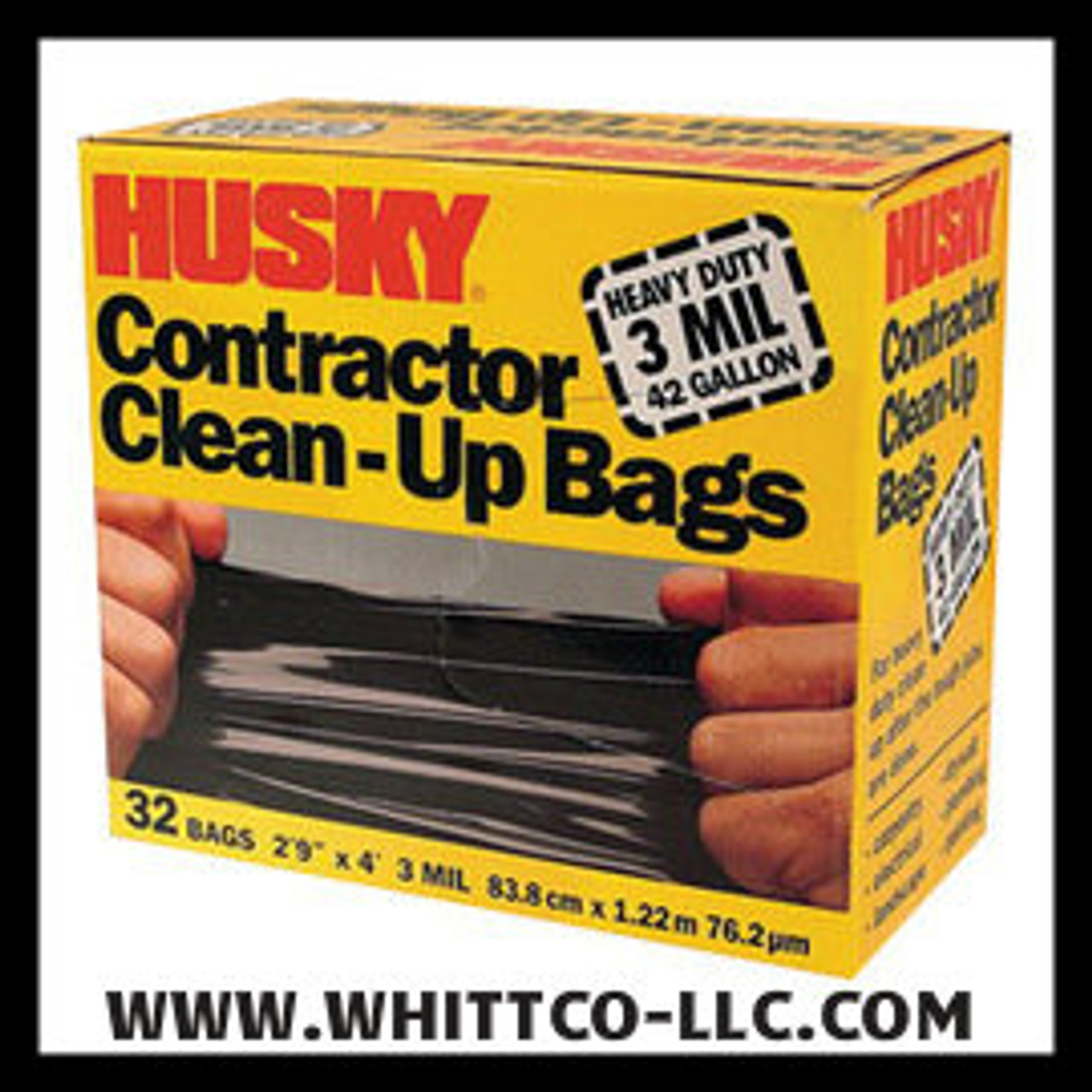 42 gal Poly-America HK42WC032B-M Black Husky 3-Mil Contractor Trash Bag,  32-Count