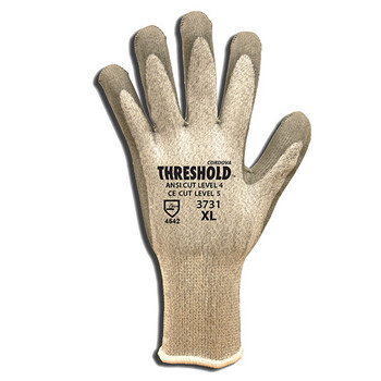 3731XS THRESHOLD 13-GAUGE  GRAY HPPE/STEEL/GLASS FIBER SHELL  GRAY POLYURETHANE PALM COATING  ANSI CUT LEVEL 4 Cordova Safety Products