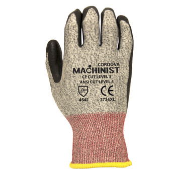 3734XS MACHINIST 13-GAUGE  HPPE/GLASS SHELL  BLACK FOAM NITRILE PALM COATING  ANSI CUT LEVEL 4 Cordova Safety Products