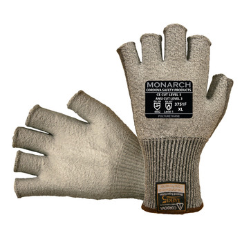 3751FXL MONARCH-PU/13-GAUGE  FINGERLESS GRAY TAEKI5® SHELL  GRAY POLYURETHANE PALM COATING  ANSI CUT LEVEL 3 Cordova Safety Products